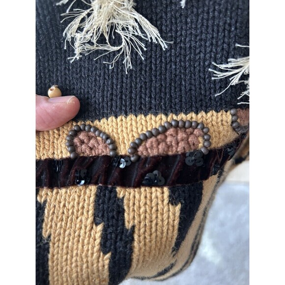 Storybook Kruts Wildlife Expressions Sweater Women’s 1X Black Brown Fringe Jacke - Picture 6 of 10